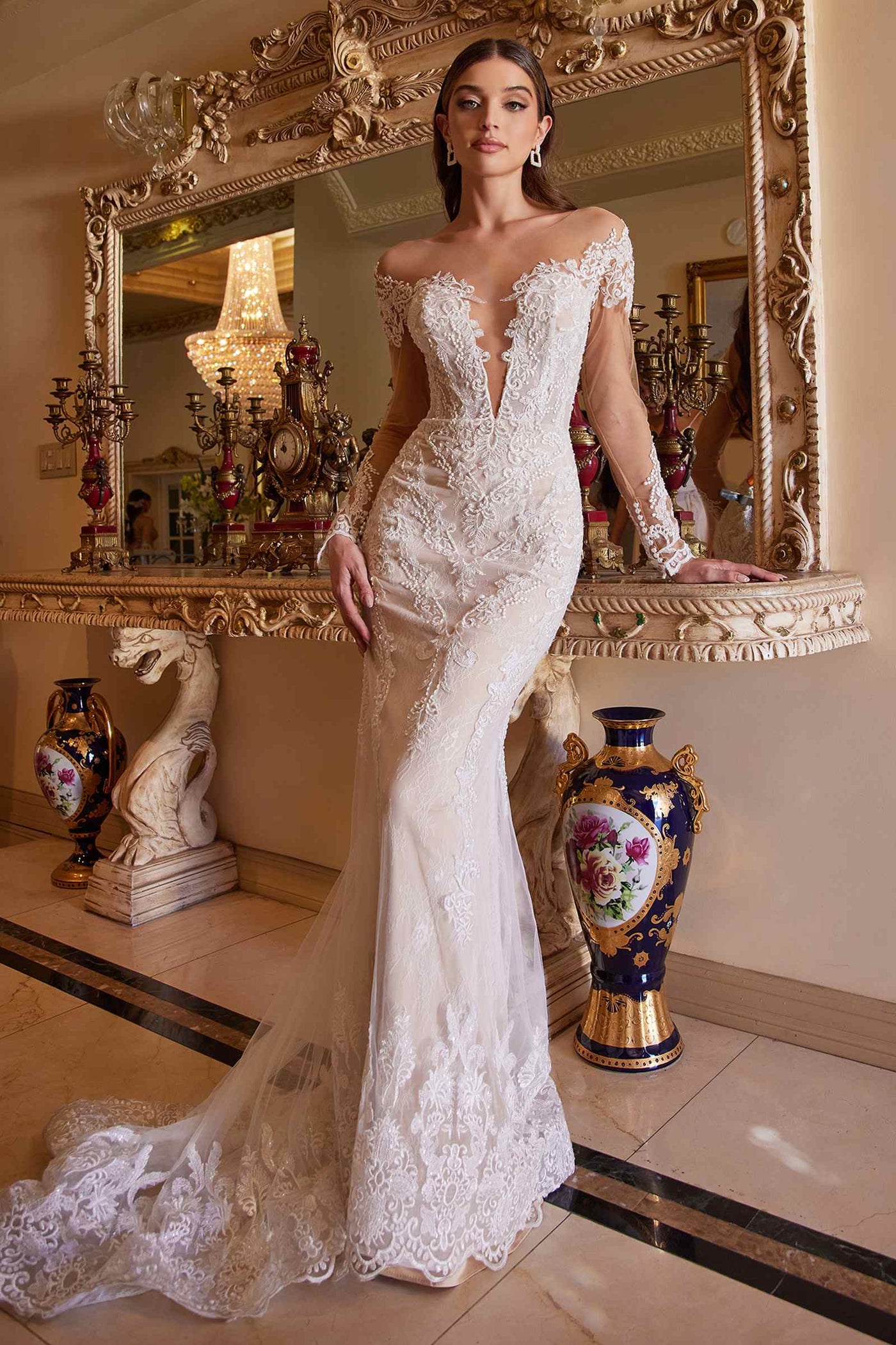 Andrea & Leo A1022 Bohemian Lace Mermaid Gown - Glamourous Grace