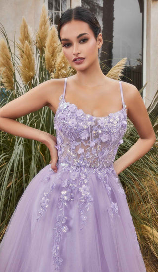 Andrea & Leo A1142 Floor Length Floral Applique A-Line Tulle Gown