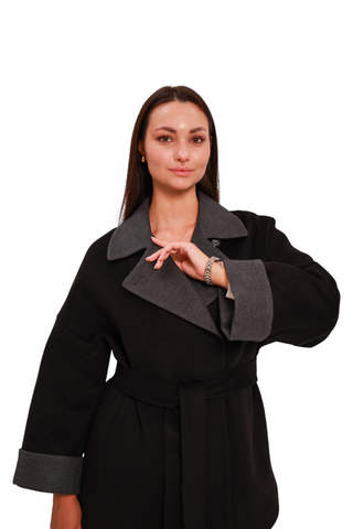 Sandro Cashmere Blend Overcoat in Black