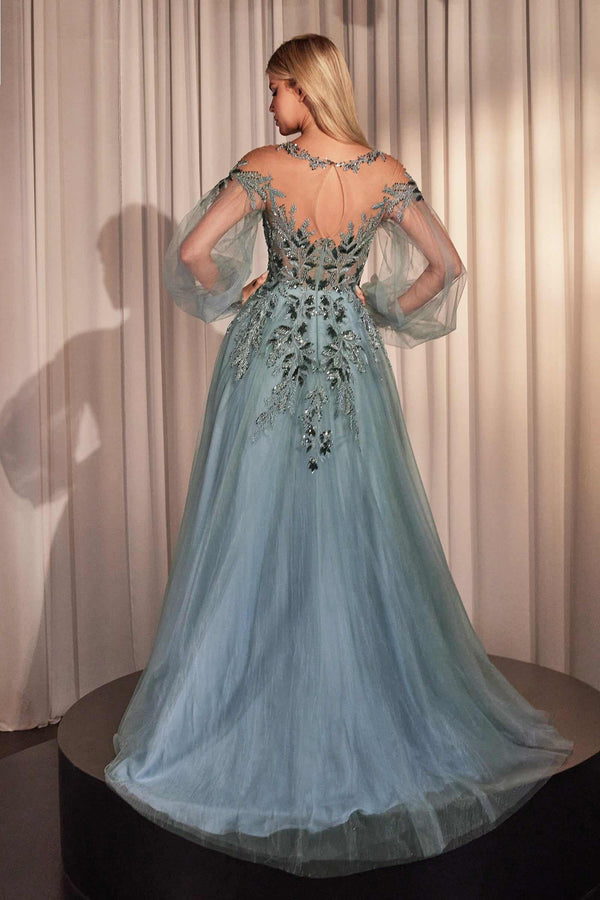 Andrea & Leo A1263 Long Sleeve A-Line Tulle & Lace Gown - Glamourous Grace