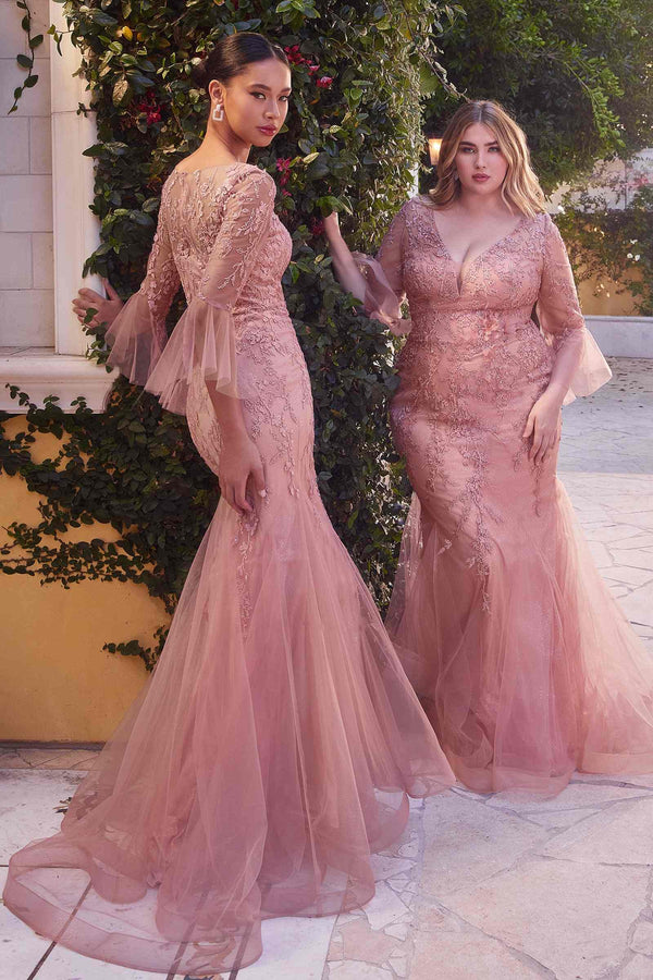 Andrea & Leo A1342 Fitted Lace Mermaid Gown With Trumpet Sleeve - Glamourous Grace