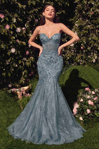 Andrea & Leo A1354 Strapless Lace Mermaid Gown & Removable Accessory