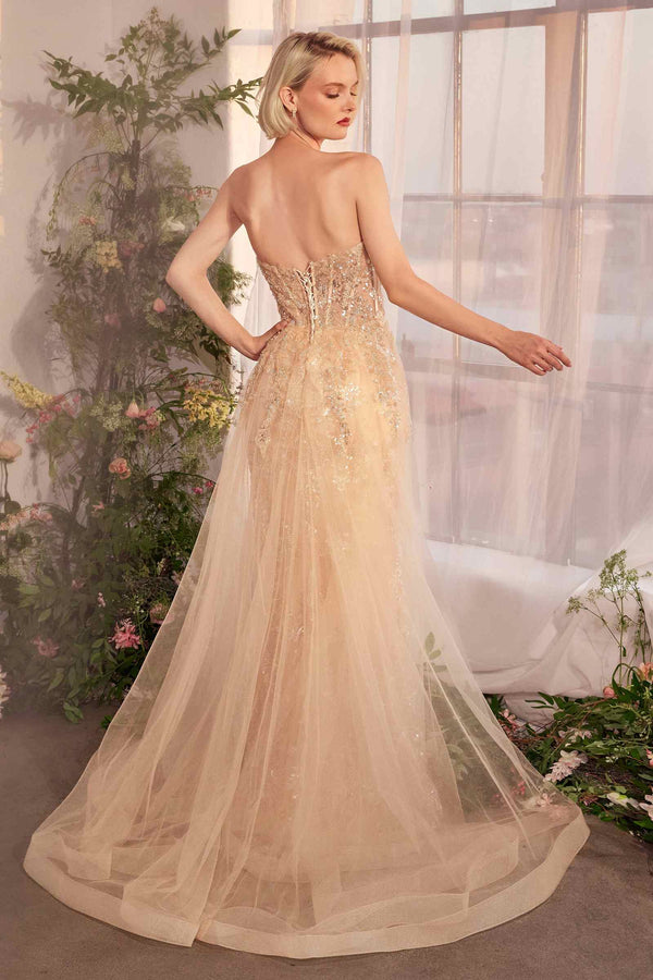 Andrea & Leo A1365 Dress Strapless Overskirt Glimmering Gown - Glamourous Grace