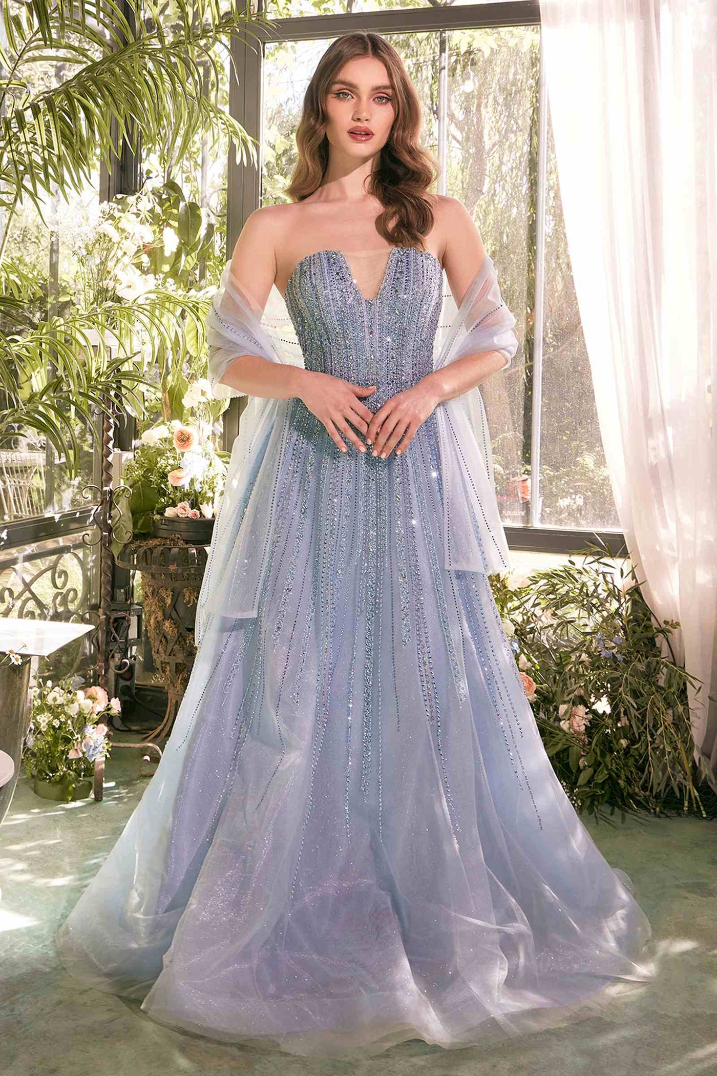Andrea & Leo A1369 Dress Strapless A-Line Ombre Beaded Gown - Glamourous Grace