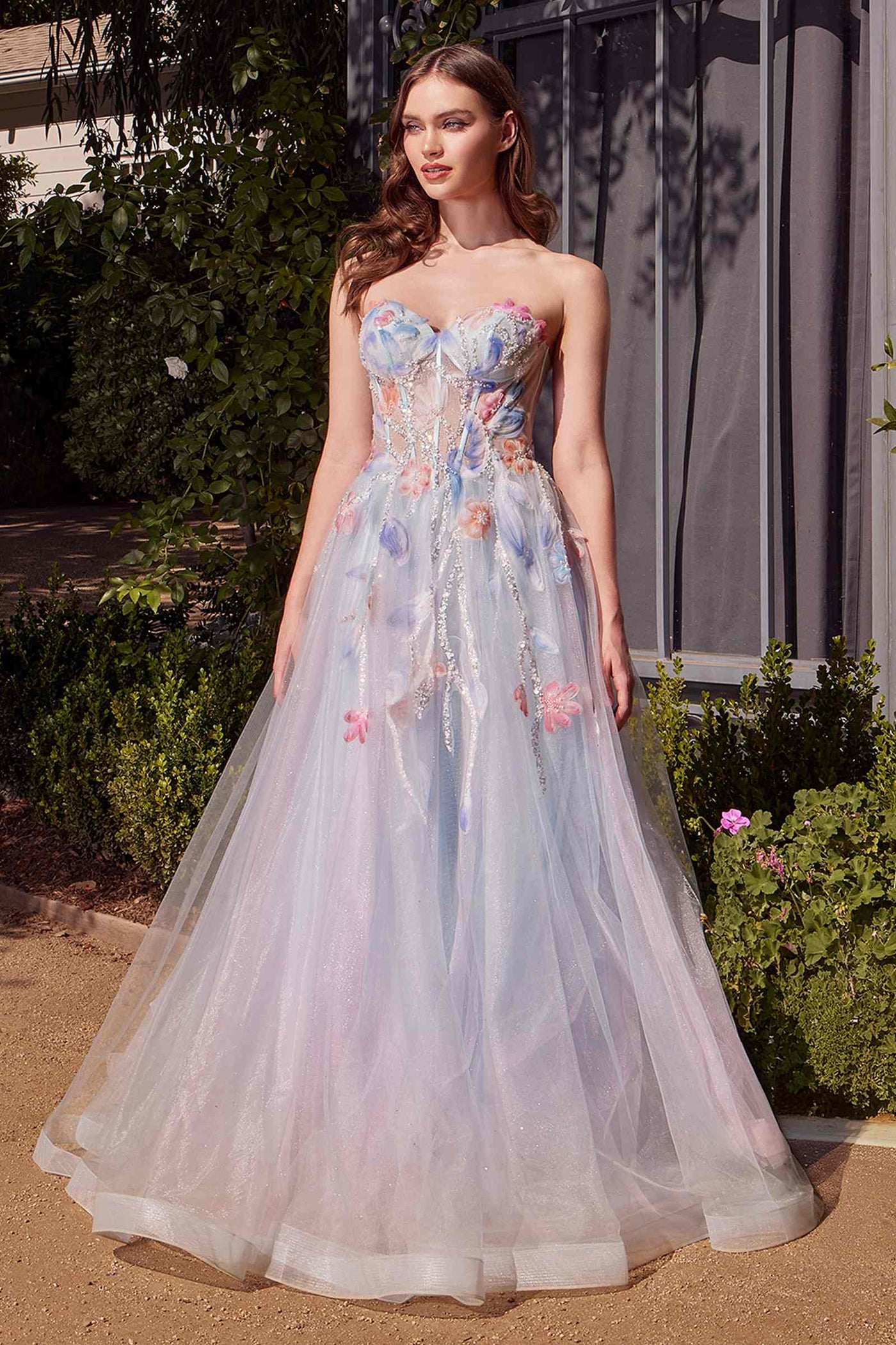Andrea & Leo A1383 Dress Watercolor Floral A-Line Gown - Glamourous Grace