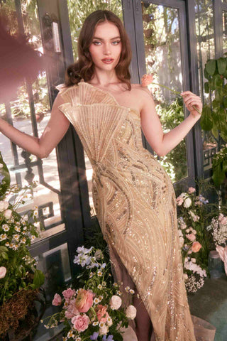 Andrea & Leo A1435 Dress One Shoulder Beaded Evening Gown