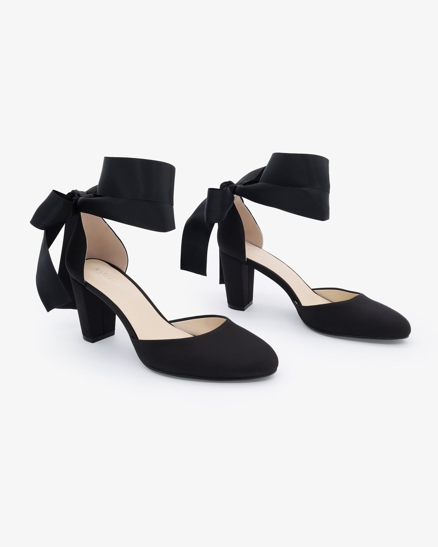 Satin Block Heel with Wrapped Ankle Tie - Glamourous Grace