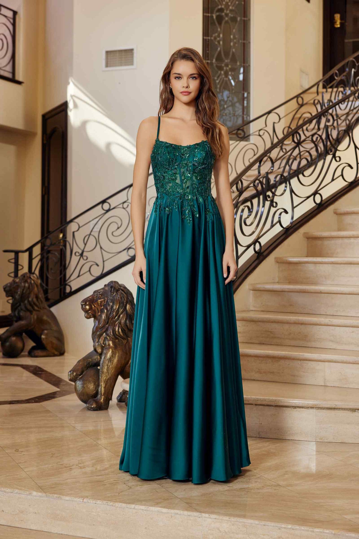 Nox Anabel A1725 Stretch Satin A-Line Dress - Glamourous Grace