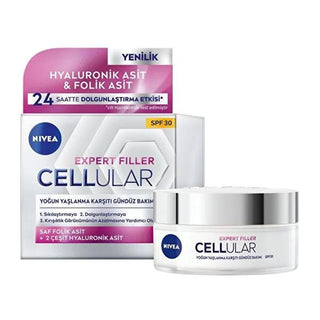 Nivea Anti-Aging Day Cream with SPF30, Hyaluronic Acid & Folic Acid - 24 Hour Hydration & Plumping Effect - Glamourous Grace