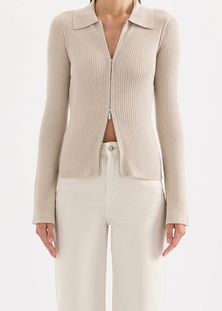 Betina Zip Front Knit Mink