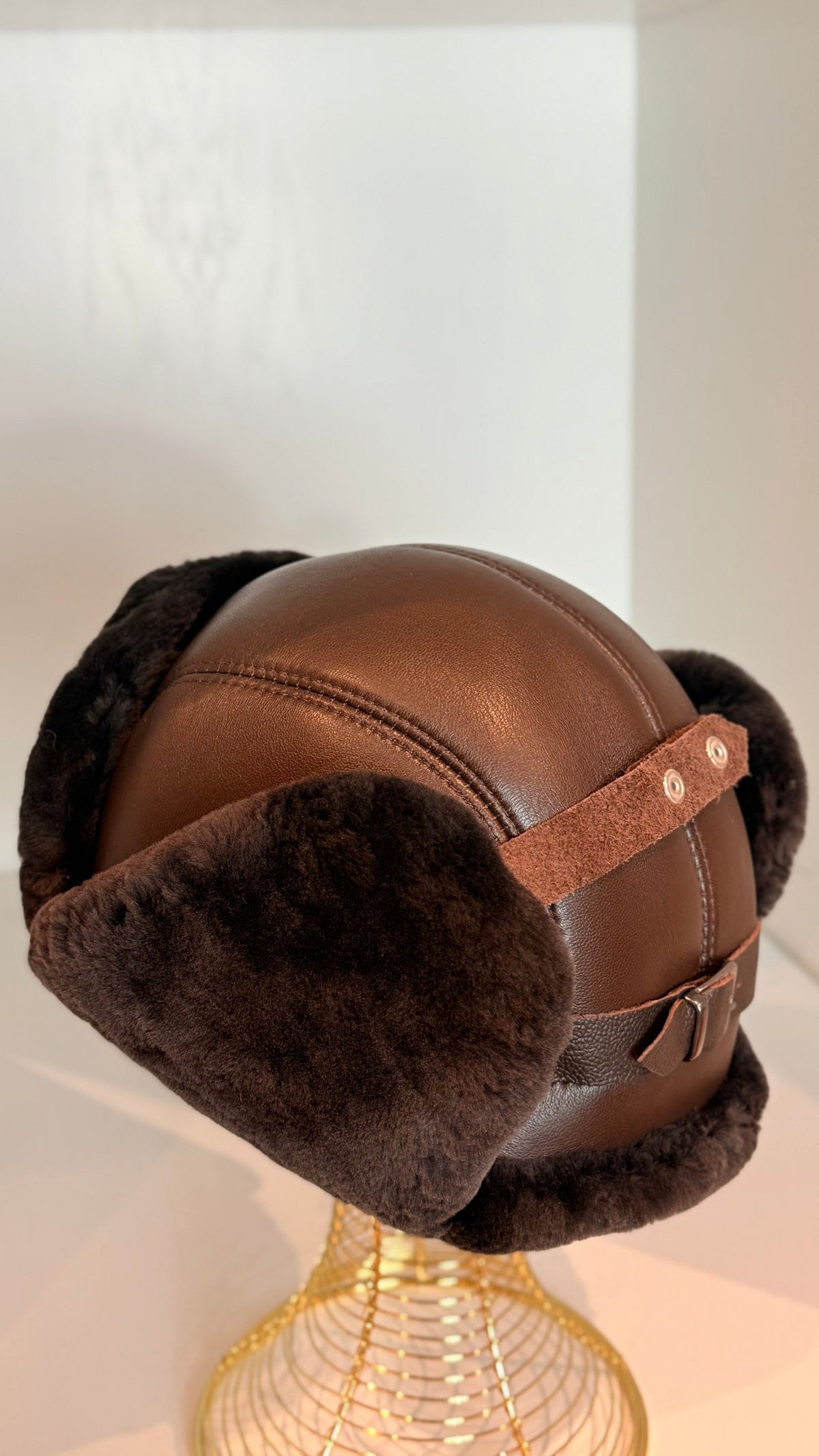 Genuine Leather Shearling Hat Unisex