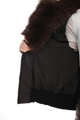 Onyx Genuine Fox Fur Vest-Lined Wool Blend Parka