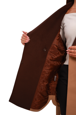 Sandro Cashmere Blend Overcoat in Camel