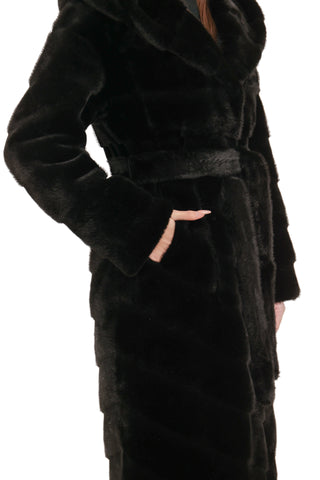 Faux Mink Effect Fur Hooded Coat