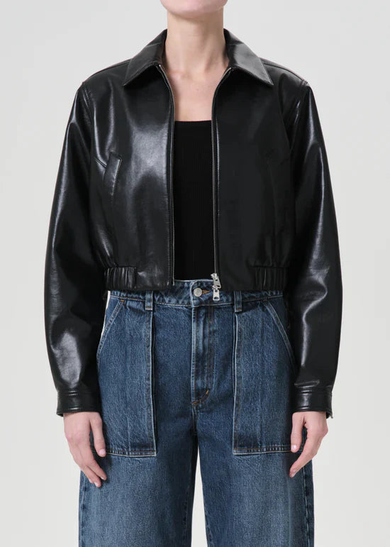 Shoreditch Ski Club x AGOLDE Essie Recycled Leather Cropped Jacket - Glamourous Grace