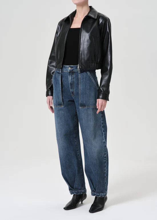 Shoreditch Ski Club x AGOLDE Essie Recycled Leather Cropped Jacket - Glamourous Grace