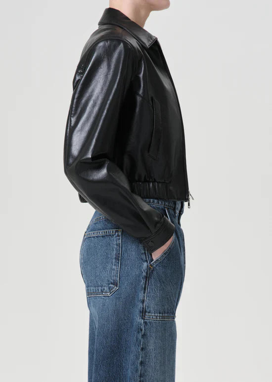 Shoreditch Ski Club x AGOLDE Essie Recycled Leather Cropped Jacket - Glamourous Grace