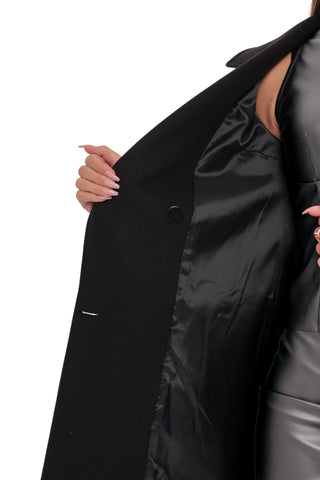 Zuri Cashmere Blend Overcoat in Black