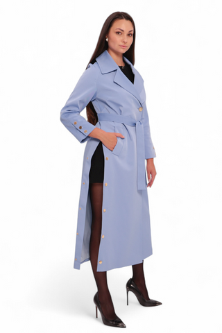 Jackie Trench Coat in Sky Blue