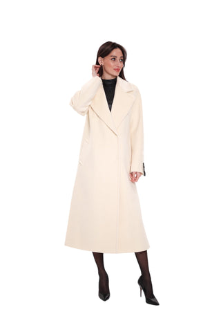 Premium 100% Australian Merino Wool Coat in Marshmallow