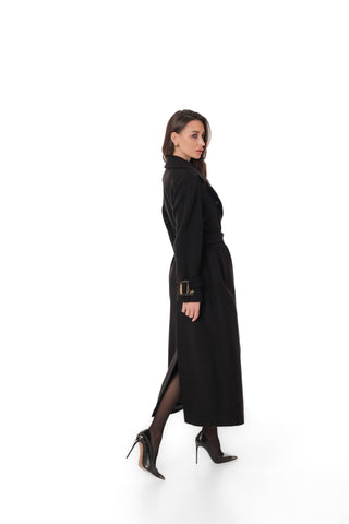 Madeline Cashmere Wool Blend Overcoat in Black