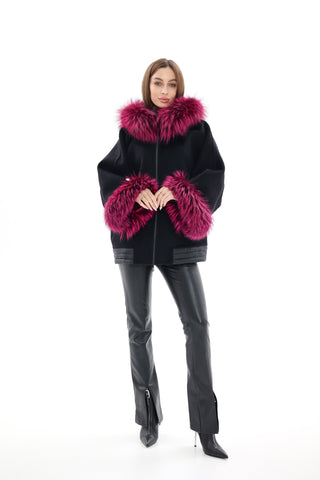Saga®Furs Silver Fox Cashmere Blend Coat