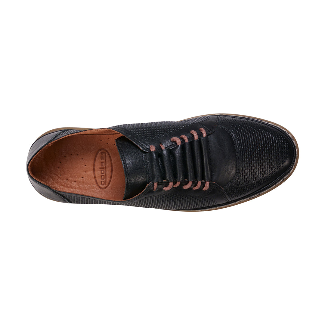 Oscar Black Hidden Lace Perforated Leather Sneakers - Glamourous Grace