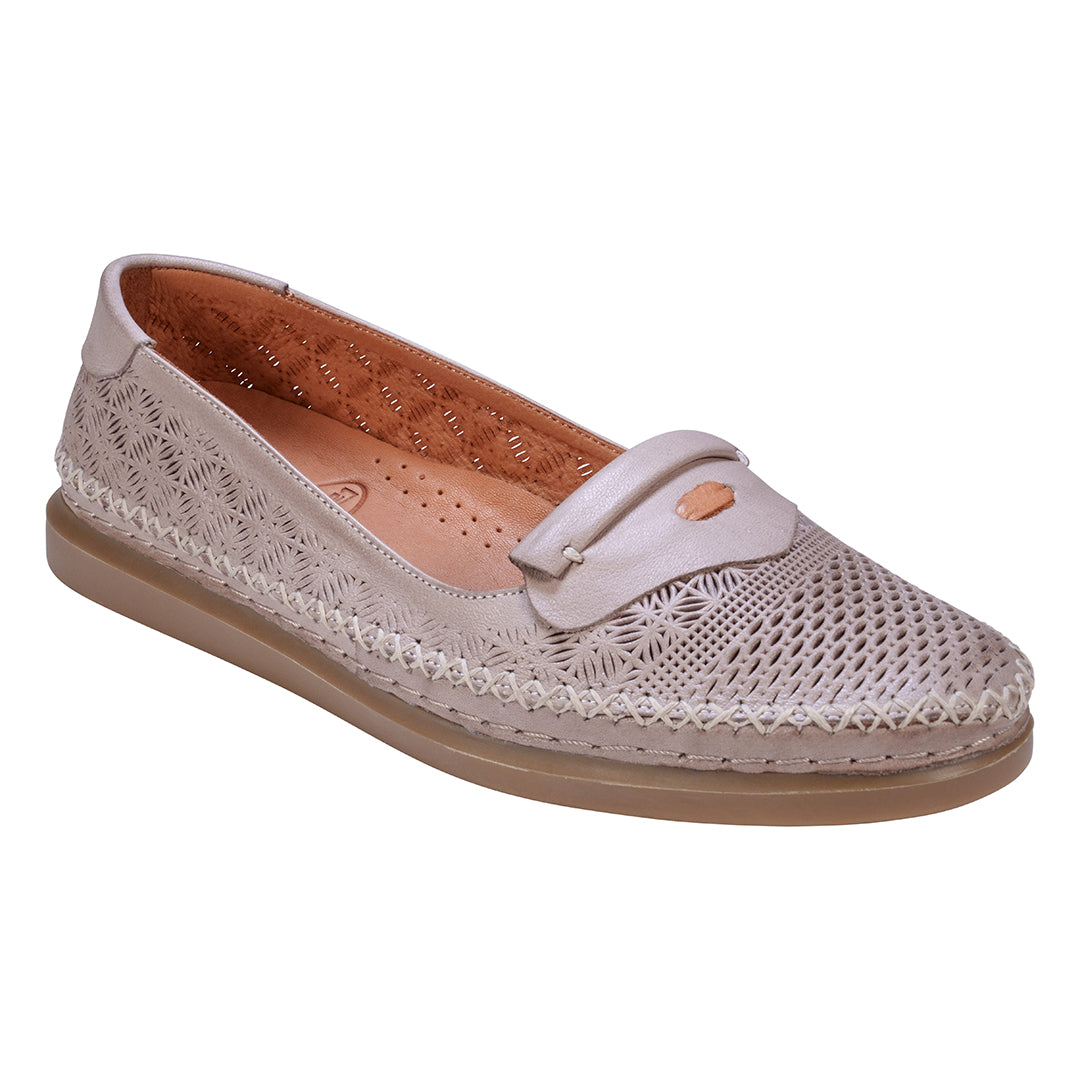 Ginger Grey Perforated Leather Flats - Glamourous Grace