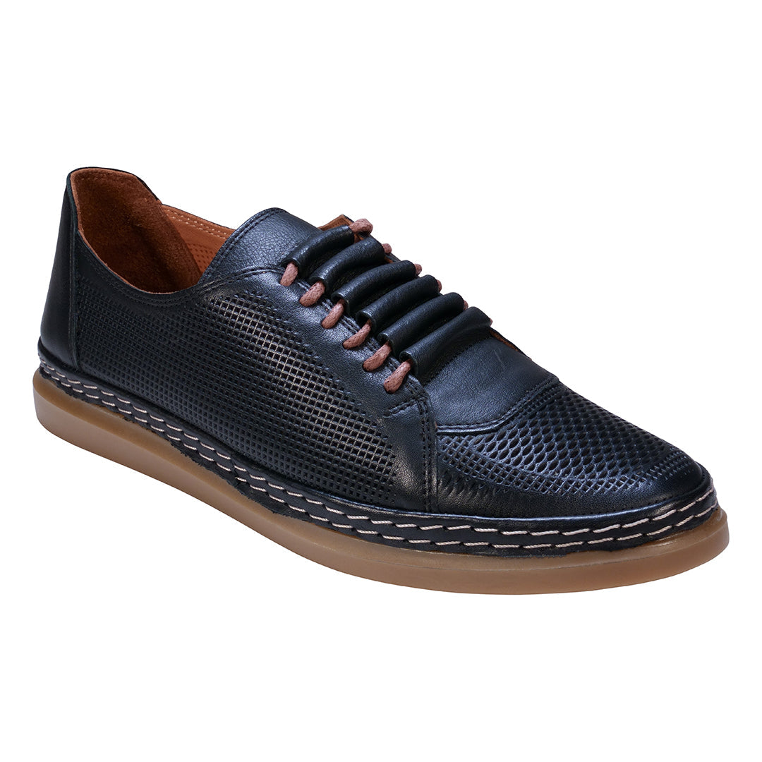 Oscar Black Hidden Lace Perforated Leather Sneakers - Glamourous Grace