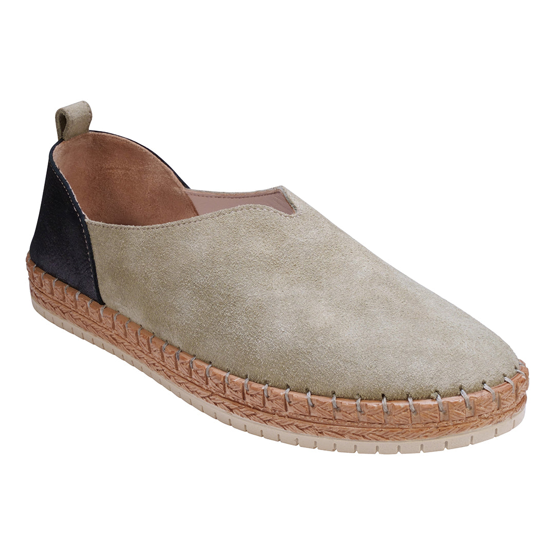 Paisley Tan Two Tone Suede Slip on Flats - Glamourous Grace