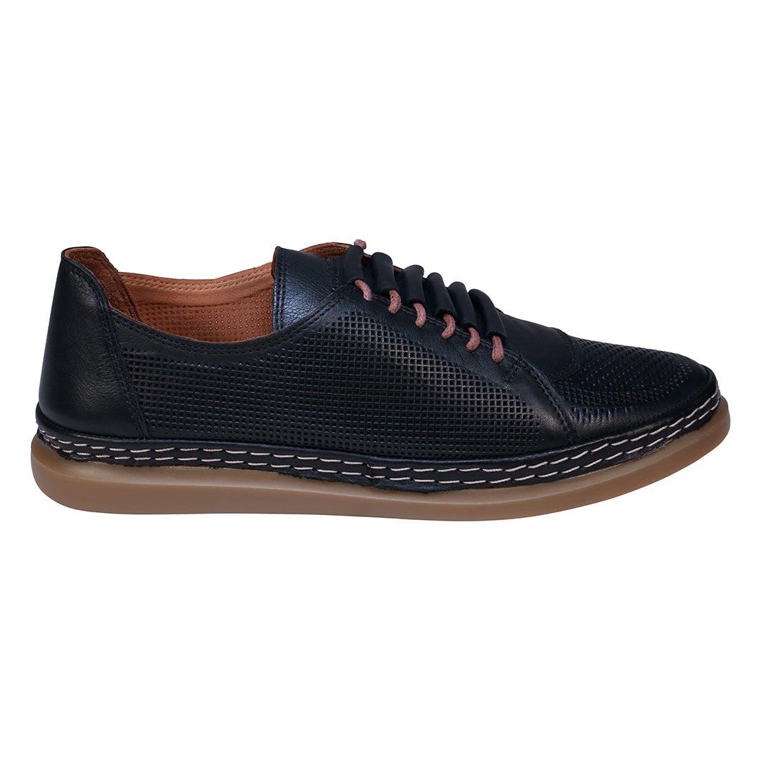 Oscar Black Hidden Lace Perforated Leather Sneakers - Glamourous Grace