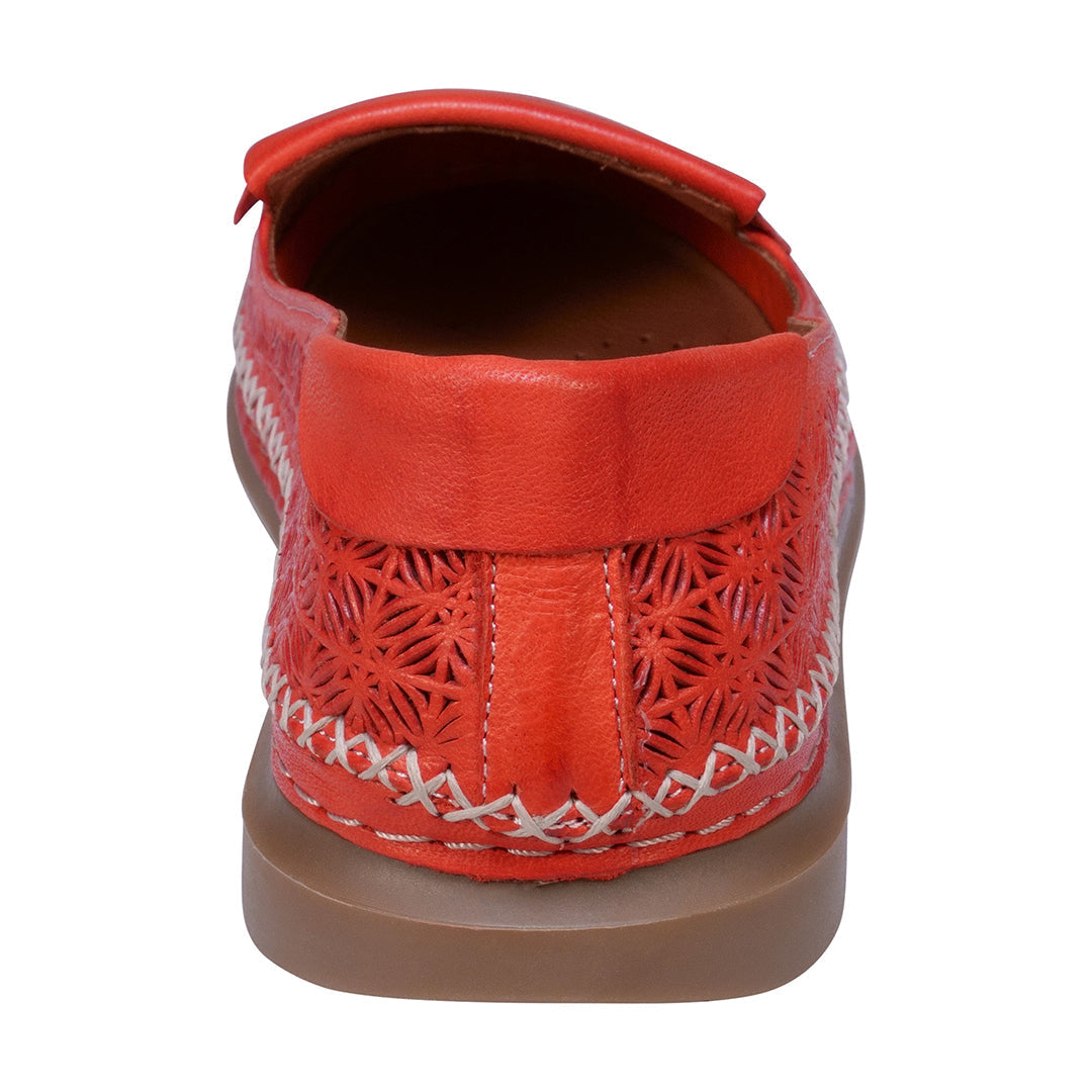 Ginger Red Perforated Leather Flats - Glamourous Grace