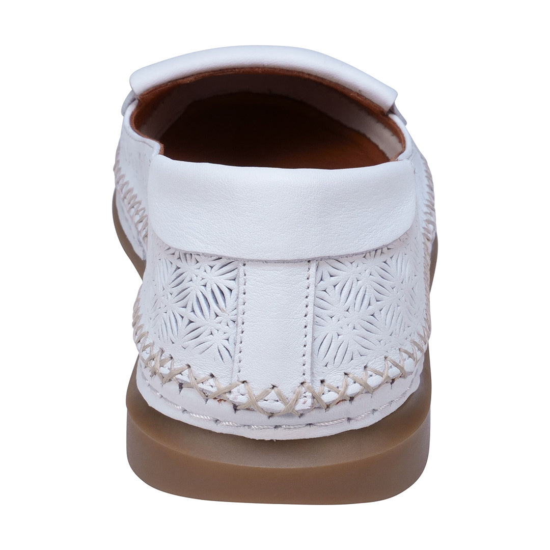 Ginger White Perforated Leather Flats - Glamourous Grace