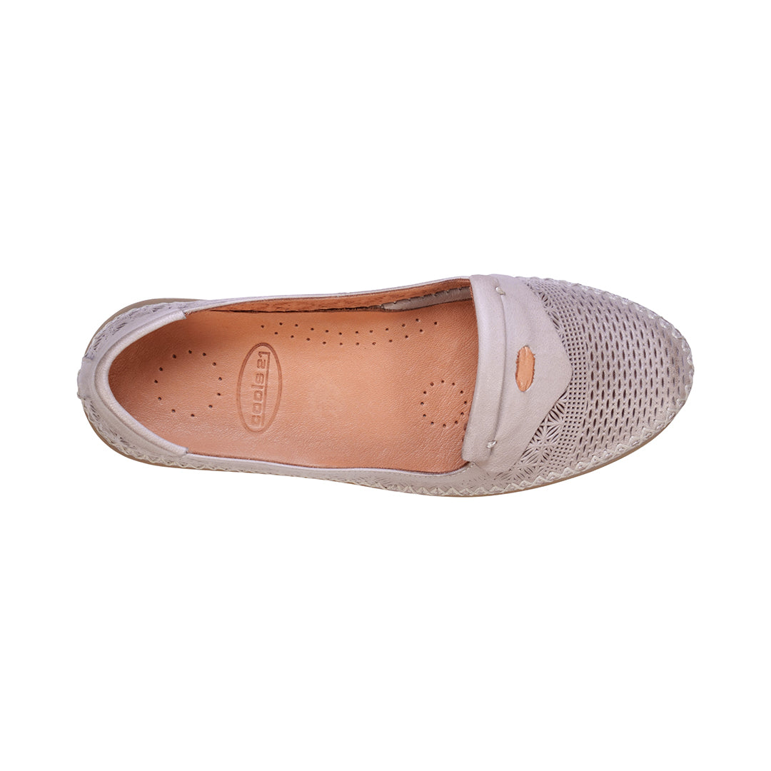 Ginger Grey Perforated Leather Flats - Glamourous Grace