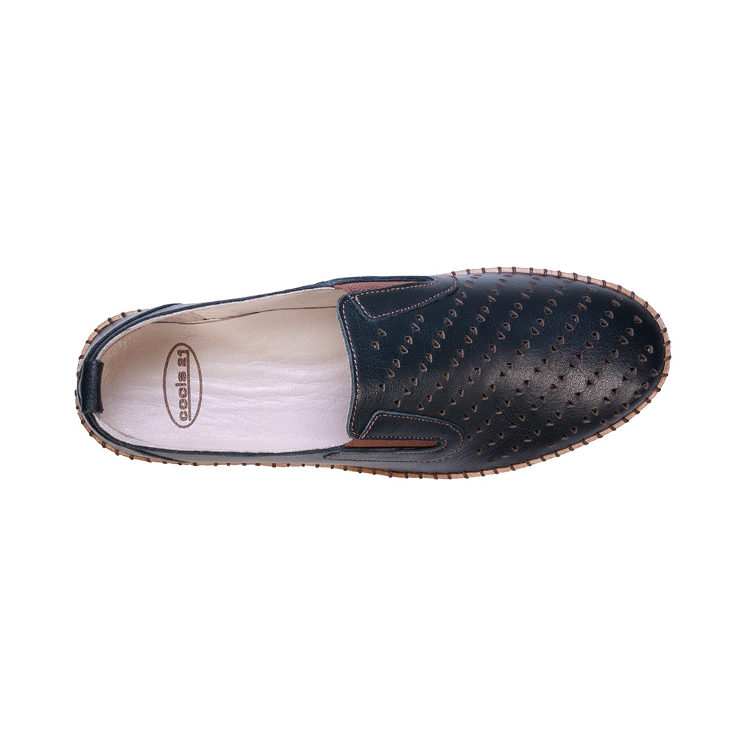 Amillie Black Perforated Leather Flats - Glamourous Grace