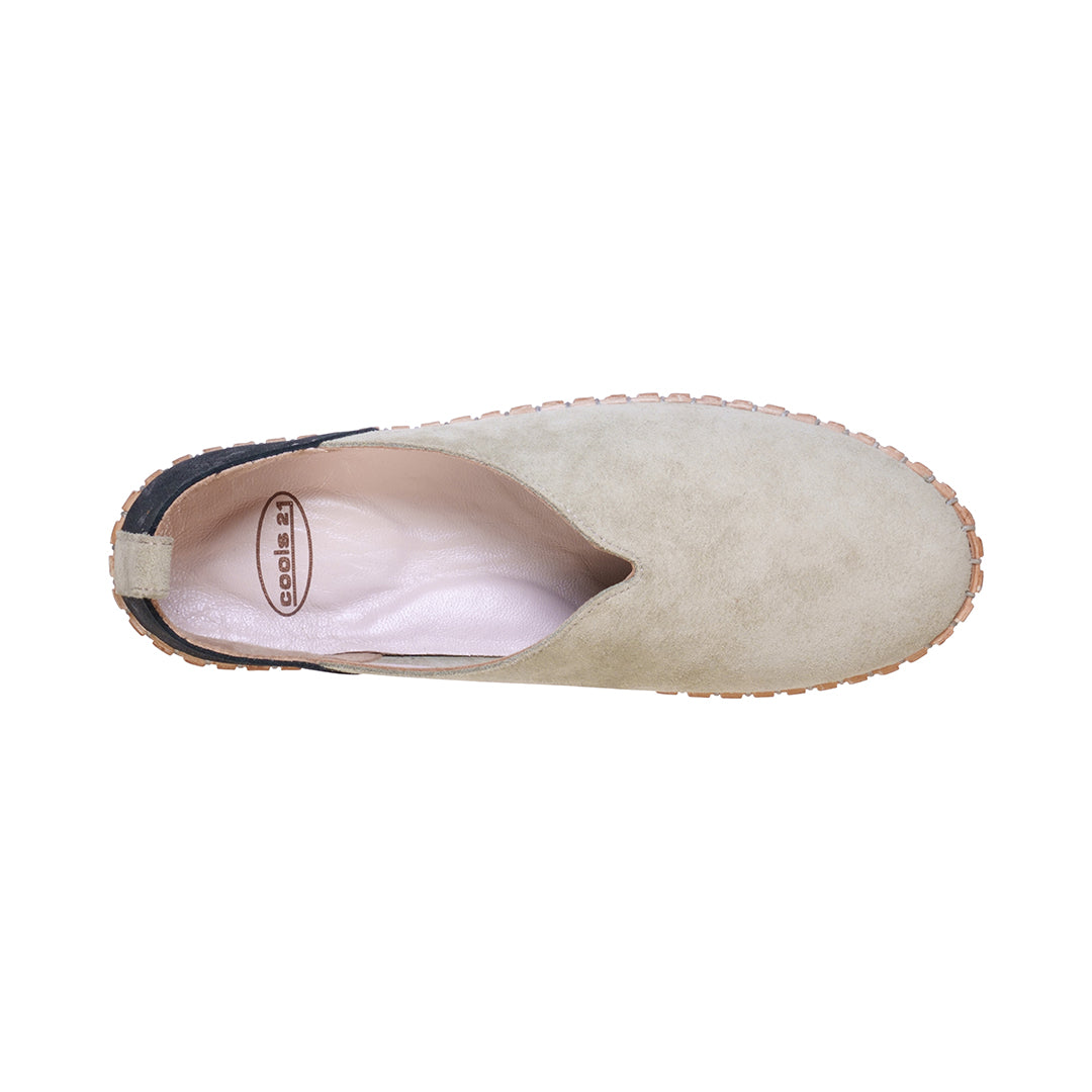 Paisley Tan Two Tone Suede Slip on Flats - Glamourous Grace