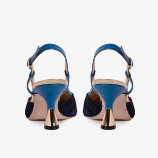 The Bali Sax Blue Leather Slingback Women Sandal - Glamourous Grace