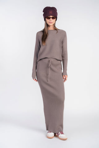 Sweater Rib Skirt- Mushroom