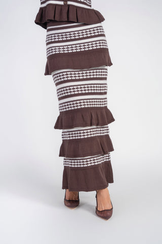 Crochet Knit Skirt- Chocolate and Cream