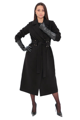 Justine Cashmere Blend Overcoat in Black, 100cm