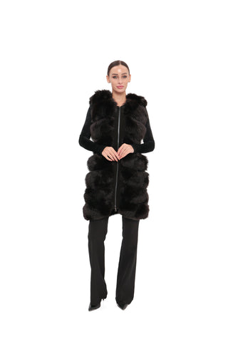 Genuine Polar Fox Fur Vest 90 cm