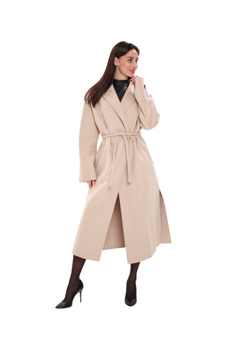 Margaret Premium Lana Wool Cashmere Coat in Royal Creme