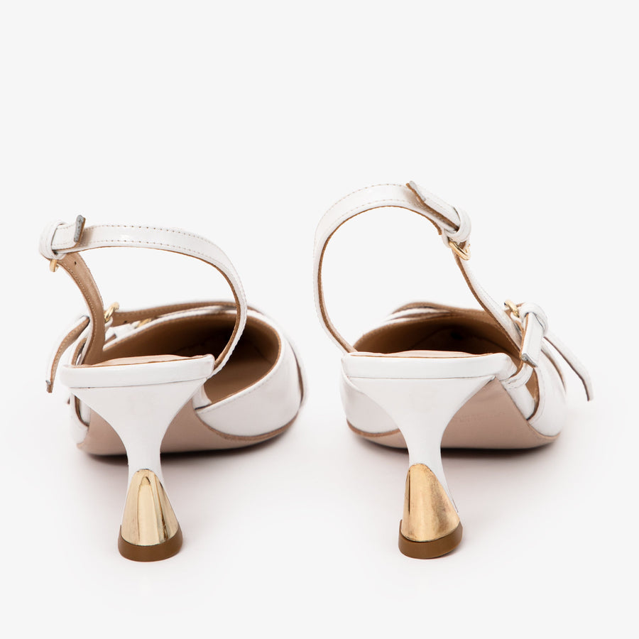 The Atlantic White Leather Slingback Women Sandal - Glamourous Grace