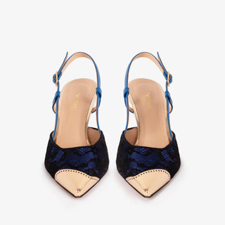 The Bali Sax Blue Leather Slingback Women Sandal - Glamourous Grace