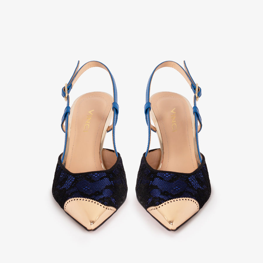 The Bali Sax Blue Leather Slingback Women Sandal - Glamourous Grace