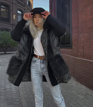 Lame Genuine Fox Fur Down Coat