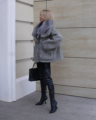 Pre-Order. Ships September 2026. Ares Genuine Fur Trim Down Fill Mohair Parka