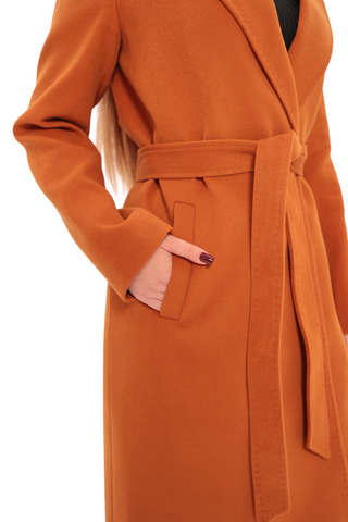 Windsor Classic Wraparound Cashmere Blend Overcoat in Cinnamon