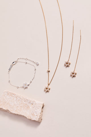 Star of David Delicate Pave Crystal Threader Earrings