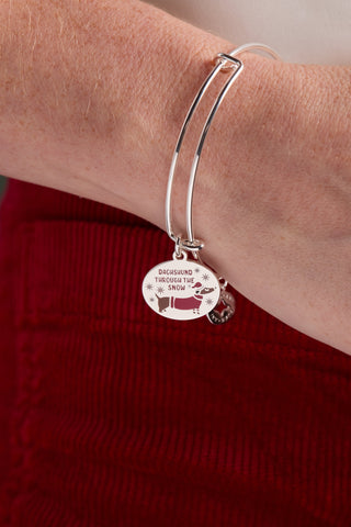 'Dachshund Through The Snow' Dog Charm Bangle